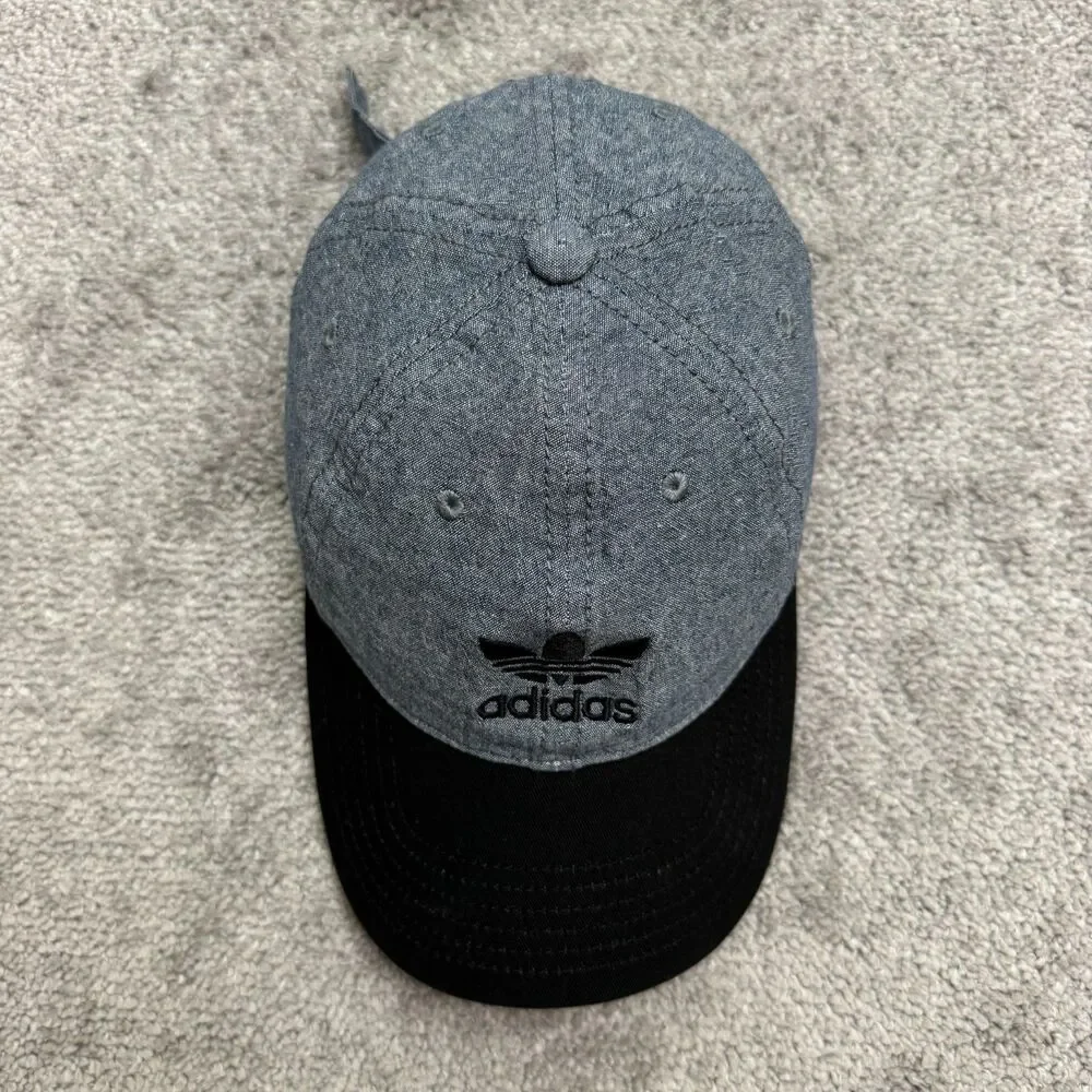 Adidas Originals Trefoil Chambray Adjustable Hat Cap Mens OSFA Blue Black Cotton